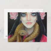 Carte Postale Peinture artistique originale d'une fille et de so (Devant / Derrière)