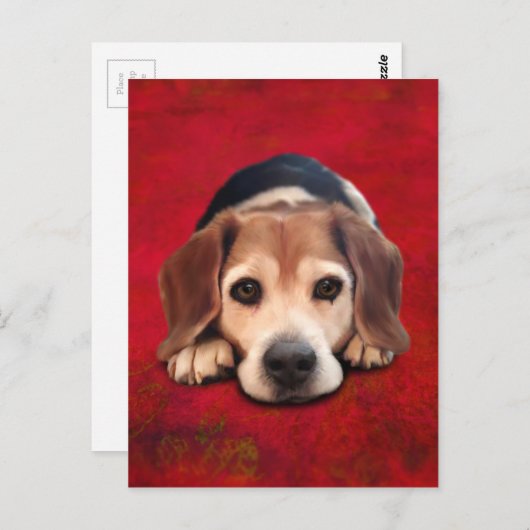 Carte Postale Peinture beagle Art Chien Art (Devant / Derrière)