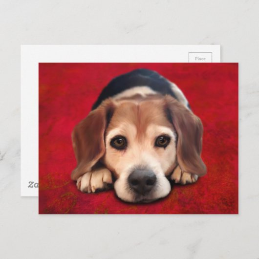 Carte Postale Peinture beagle Art Chien Art (Devant / Derrière)