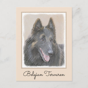 Carte Postale Peinture belge Tervuren - Cute Original Chien Art
