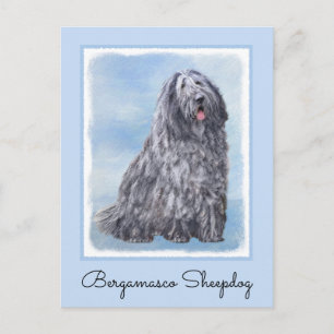 Carte Postale Peinture Bergamasco Sheepdog - Chien original mign
