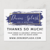 Carte Postale Peinture bleu Merci et or 4 photos (Devant)