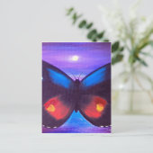 Carte Postale Peinture bleue de coucher du soleil de papillon - (Debout devant)
