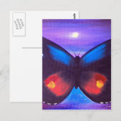 Carte Postale Peinture bleue de coucher du soleil de papillon - (Devant / Derrière)
