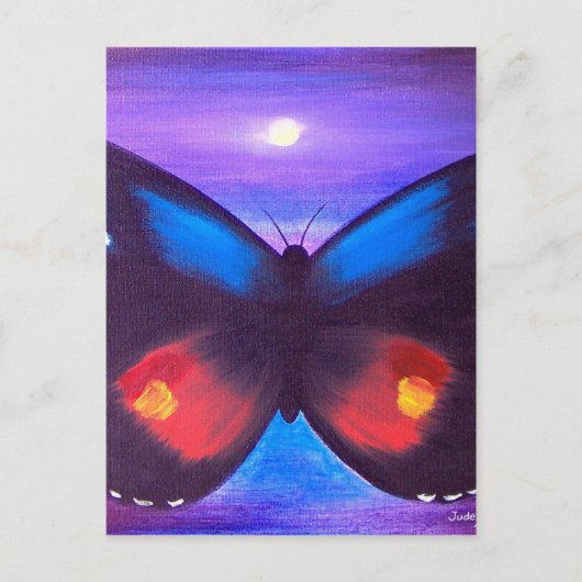 Carte Postale Peinture bleue de coucher du soleil de papillon - (Devant)