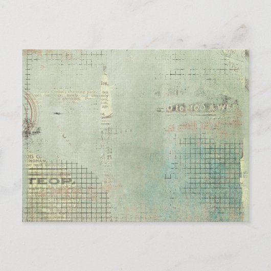 Carte Postale peinture bleue vintage journal STamped collage (Devant)