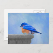 Carte Postale Peinture Bluebird - Art original pour oiseaux (Devant / Derrière)