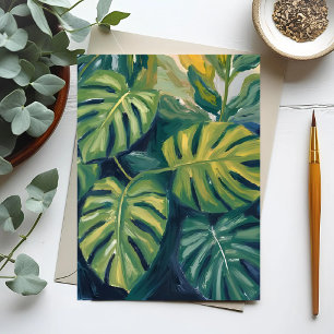 Carte Postale Peinture botanique de feuilles de Monstera