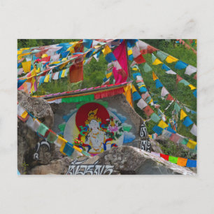 Carte Postale Peinture bouddhiste sur rochers