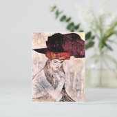 Carte Postale Peinture célèbre de Gustav Klimt, Der Schwarze Hut (Debout devant)