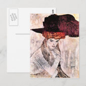 Carte Postale Peinture célèbre de Gustav Klimt, Der Schwarze Hut (Devant / Derrière)