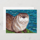 Carte Postale Peinture Cheeky River Otter (Devant / Derrière)