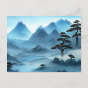 Carte Postale Peinture Chinoise Paysage Bruyant Avec Rivière