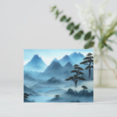 Carte Postale Peinture Chinoise Paysage Bruyant Avec Rivière (Debout devant)
