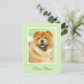 Carte Postale Peinture Chow Chow - Joli art original chien (Debout devant)