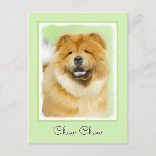 Carte Postale Peinture Chow Chow - Joli art original chien (Devant)