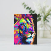 Carte Postale Peinture Colorée de Lion (Debout devant)