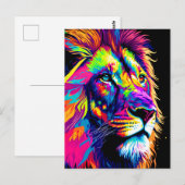Carte Postale Peinture Colorée de Lion (Devant / Derrière)
