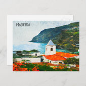 Carte Postale Peinture colorée Madeira Funchal à l'huile (Devant / Derrière)