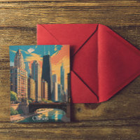 Peinture colorée vintage de la skyline de Chicago 