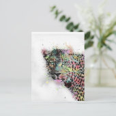 Carte Postale peinture cool léopard d'aquarelle animal (Debout devant)