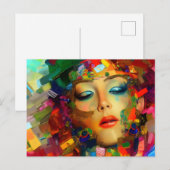 Carte Postale Peinture couleur femme (Devant / Derrière)