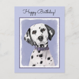 Carte Postale Peinture Dalmatienne - Cute Original Chien Art