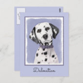 Carte Postale Peinture Dalmatienne - Cute Original Chien Art (Devant / Derrière)