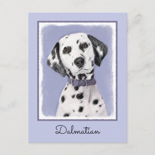 Carte Postale Peinture Dalmatienne - Cute Original Chien Art (Devant)