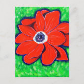 Carte Postale Peinture d'anémone rouge vif (Devant)