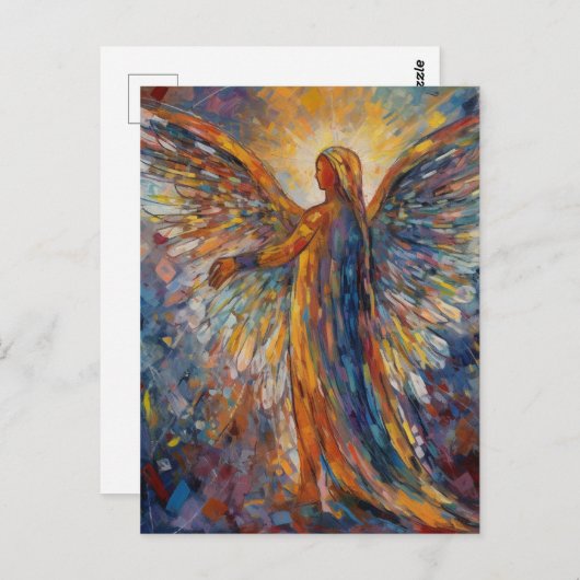 Carte Postale Peinture d'ange colorée (Devant / Derrière)