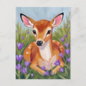Carte Postale Peinture d'animal de faon de cerf bébé (Devant)