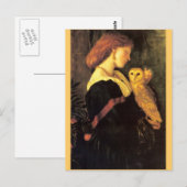 Carte Postale Peinture d'antiquité de hibou de cri strident de (Devant / Derrière)