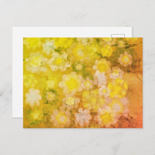 Carte Postale Peinture d'aquarelle Abstraite de fleurs rétro (Devant / Derrière)