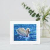 Carte Postale Peinture d'aquarelle blanche pour cygne (Debout devant)