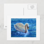 Carte Postale Peinture d'aquarelle blanche pour cygne (Devant / Derrière)