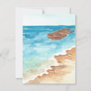 Carte Postale Peinture d'aquarelle bleu mer