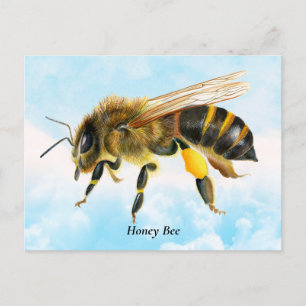 Carte Postale Peinture d'aquarelle d'abeille de miel