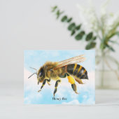Carte Postale Peinture d'aquarelle d'abeille de miel (Debout devant)