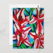 Carte Postale Peinture d'aquarelle de nénuphar rose Day (Devant / Derrière)