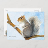 Carte postale Peinture d'aquarelle d'écureuil gris (Devant / Derrière)