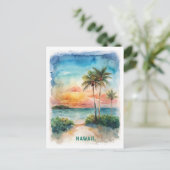 Carte Postale Peinture d'aquarelle Hawaii (Debout devant)