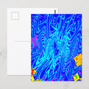 Carte Postale Peinture d'art Abstrait bleu moderne