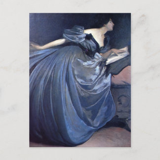 Carte Postale Peinture d'art Althea bleu femme mode