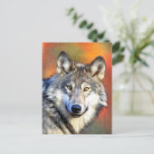 Carte Postale Peinture d'art de loup gris (Debout devant)