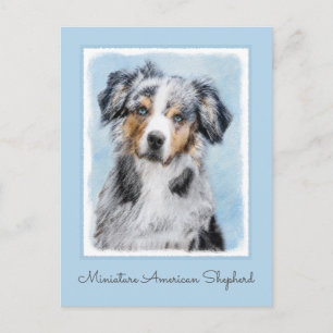Carte Postale Peinture de berger américaine miniature - Chien Ar