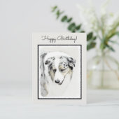 Carte Postale Peinture de berger australien - Art original de ch (Debout devant)