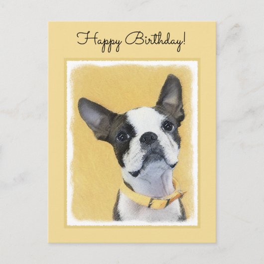 Carte Postale Peinture de Boston Terrier - Art de chien original (Devant)