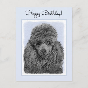 Carte Postale Peinture de caniche Miniature Jouet noir Art origi