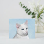 Carte Postale Peinture de chat blanc - Cute Original Cat Art (Debout devant)